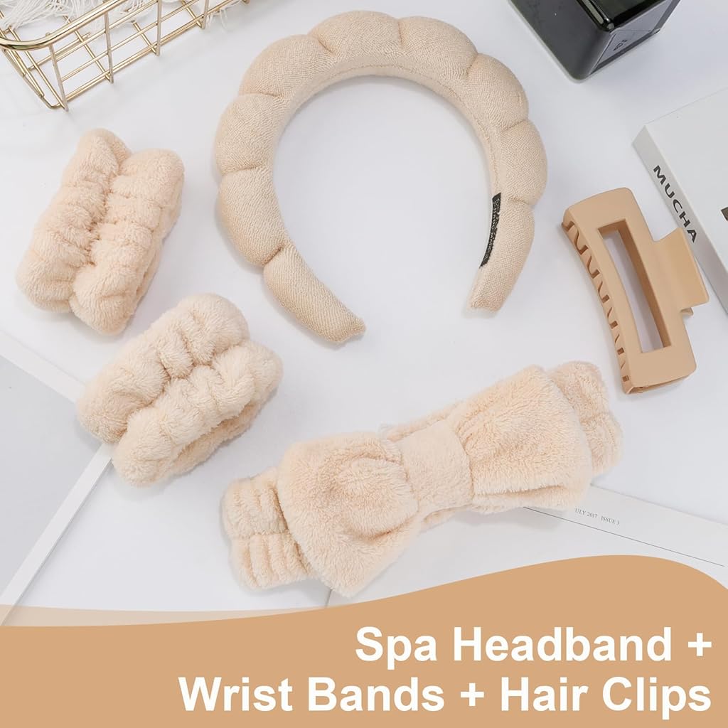 MAYCREATE® Face Wash Hair Bands for Women Spa Headband Wristband Set with Hair Clips Makeup Skincare Head Band Bands Washing Face Teen Girl Gifts 3 PCS MAYCREATE® Face Wash Hair Bands for Women Spa Headband Wristband Set with Hair Clips Makeup Skincare Head Band Bands Washing Face Teen Girl Gifts 3 PCS